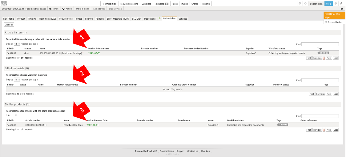 Related files tab